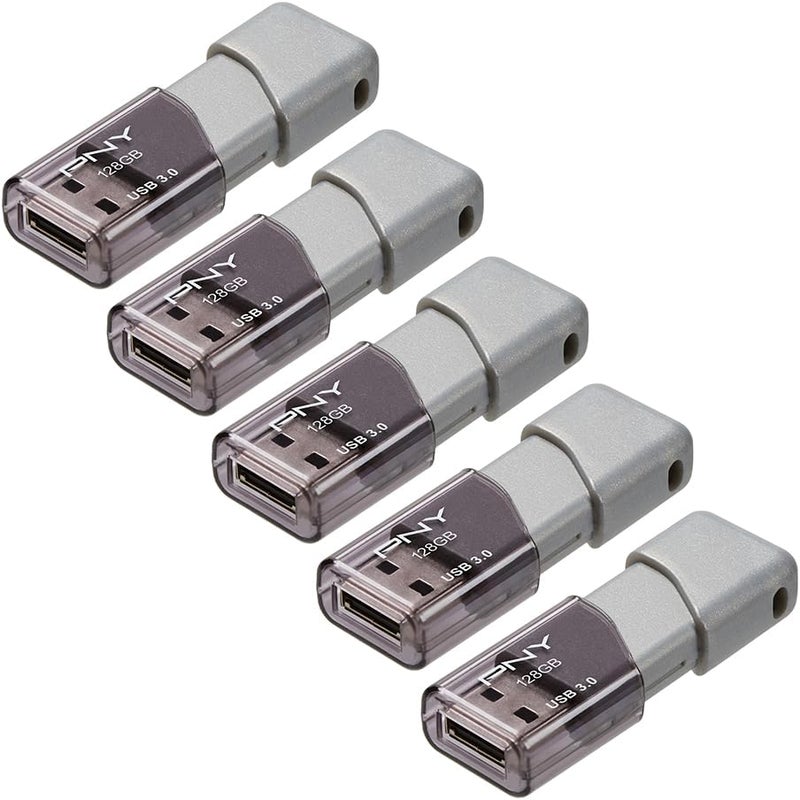 PNY 128GB Turbo Attaché 3 USB 3.0 Flash Drive 5-Pack – Grey, P-FD128X5TBOP-MP, 100MB/s, Light-Weight Durable - Data Storage and Transfer - Image 2